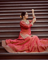 Trendy Red Organza Sequence Work Top With Lehenga